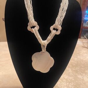 Elegant White Mother of Pearl Pendant Necklace